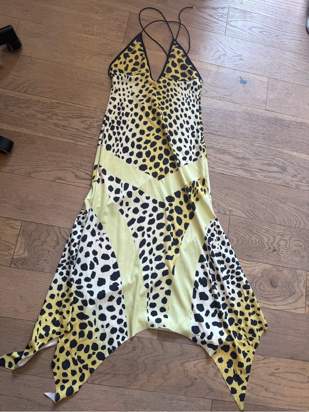 Yellow Leopard Print Halter Dress